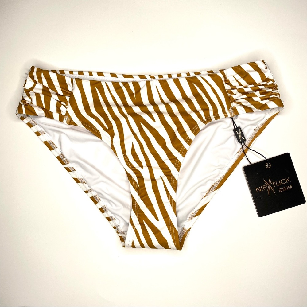 Niptuck Swim Natural Zebra Stripe Bikini Bottoms NWT
